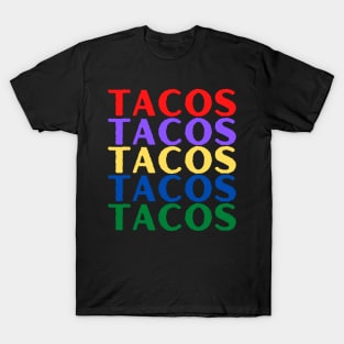 "TACOS" Taco Lover Multicolor Letters T-Shirt